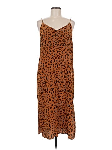 Madewell Silk Eva Side-Slit Slip Dress in Leopard (view 1)