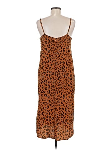 Madewell Silk Eva Side-Slit Slip Dress in Leopard (view 2)