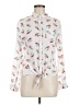 Love Notes Print White Ivory Long Sleeve Blouse Size M - photo 1