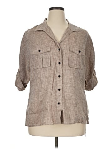 Lafayette 148 New York 3/4 Sleeve Button-Down Shirt (view 1)