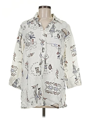 Hot Cotton 3/4 Sleeve Button-Down Shirt (view 1)