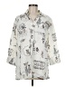 Hot Cotton Print Ivory 3/4 Sleeve Button-Down Shirt Size M - photo 1