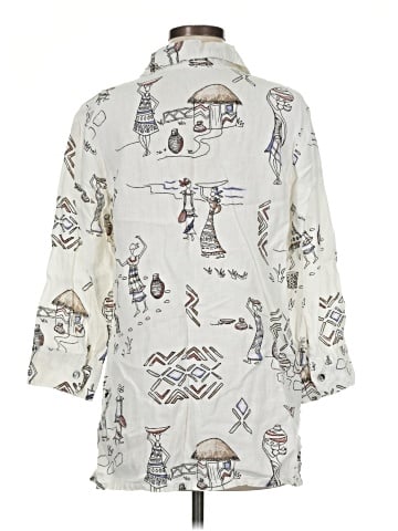 Hot Cotton 3/4 Sleeve Button-Down Shirt (view 2)