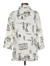 Hot Cotton Print Ivory 3/4 Sleeve Button-Down Shirt Size M - photo 2