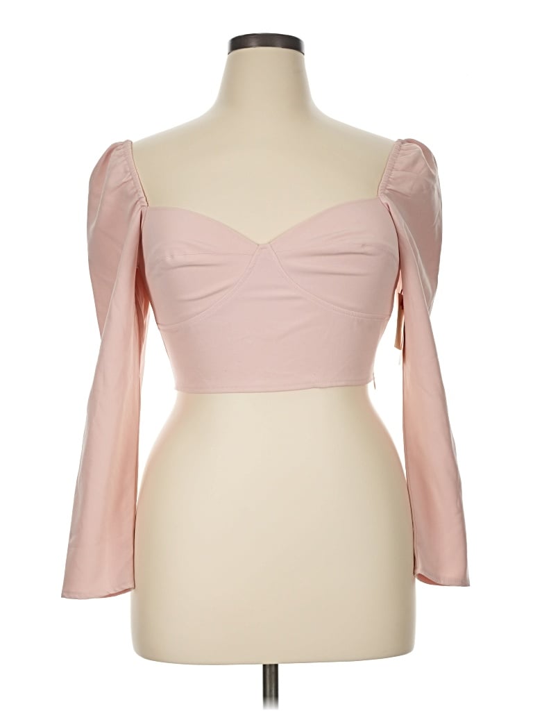 Open Edit 3/4 Sleeve Top Pink Sweetheart Neckline Tops In Neutral