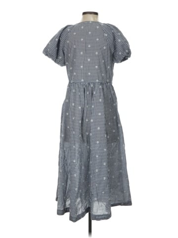 Madewell Embroidered Gingham Faux-Wrap Tie-Waist Midi Dress (view 2)