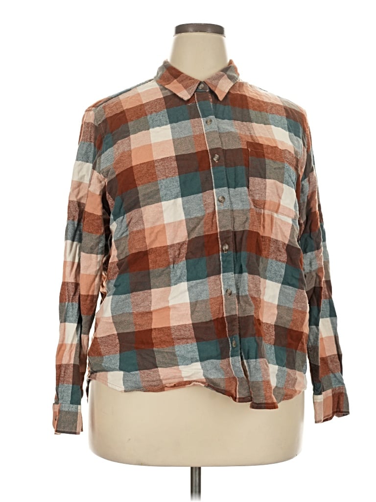 Pre-owned Universal Thread Long Sleeve Button Down Shirt In Brown