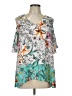 DR2 100% Polyester Teal 3/4 Sleeve Blouse Size L - photo 1