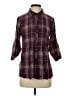 St. John's Bay Plaid Burgundy 3/4 Sleeve Button-Down Shirt Size S - photo 1