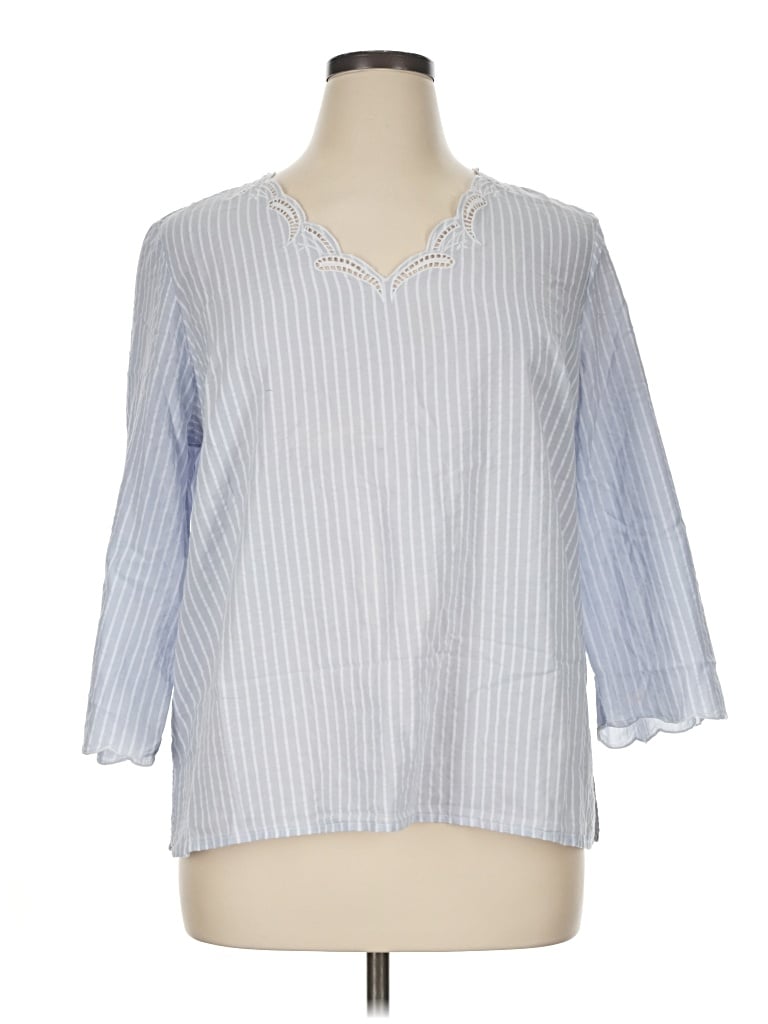 Pre-owned Liz Claiborne 3/4 Sleeve Blouse In Blue