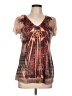 One World Brown Short Sleeve Blouse Size L - photo 1