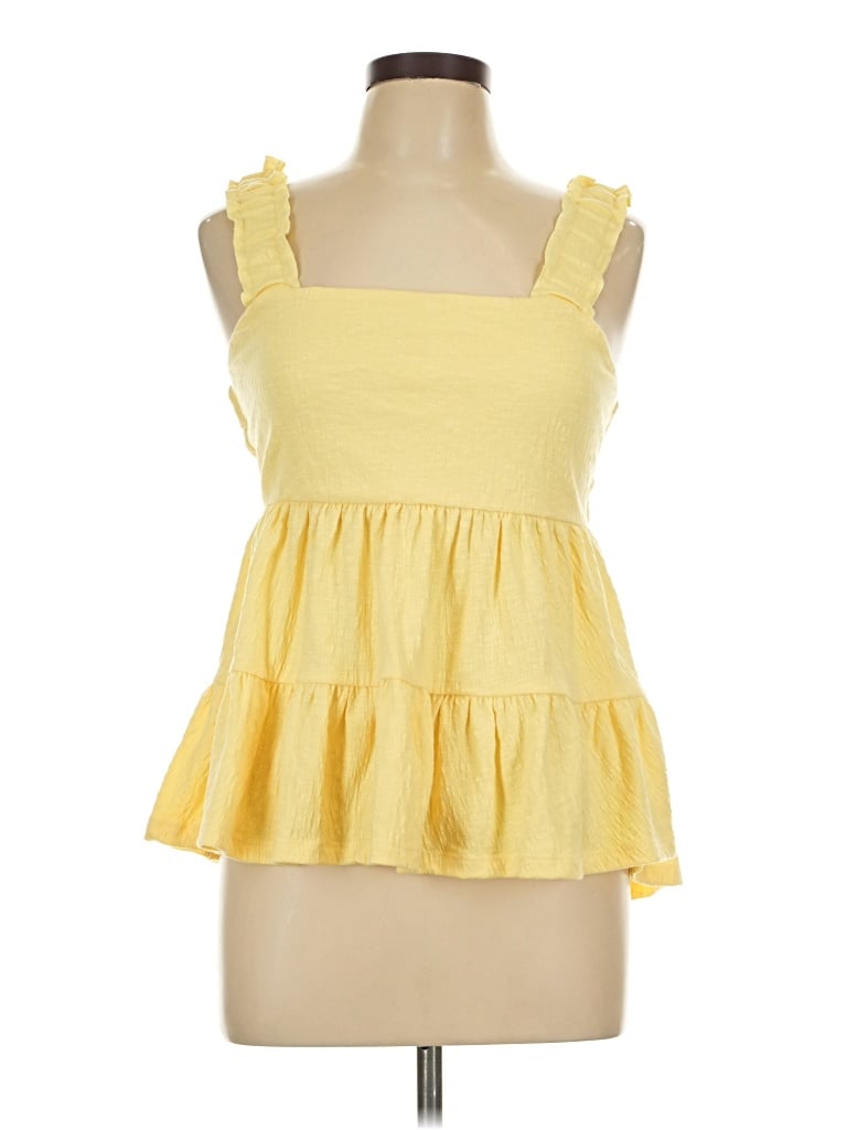 Pre-owned Sonoma Goods For Life Sleeveless Top Yellow Square Neckline Tops