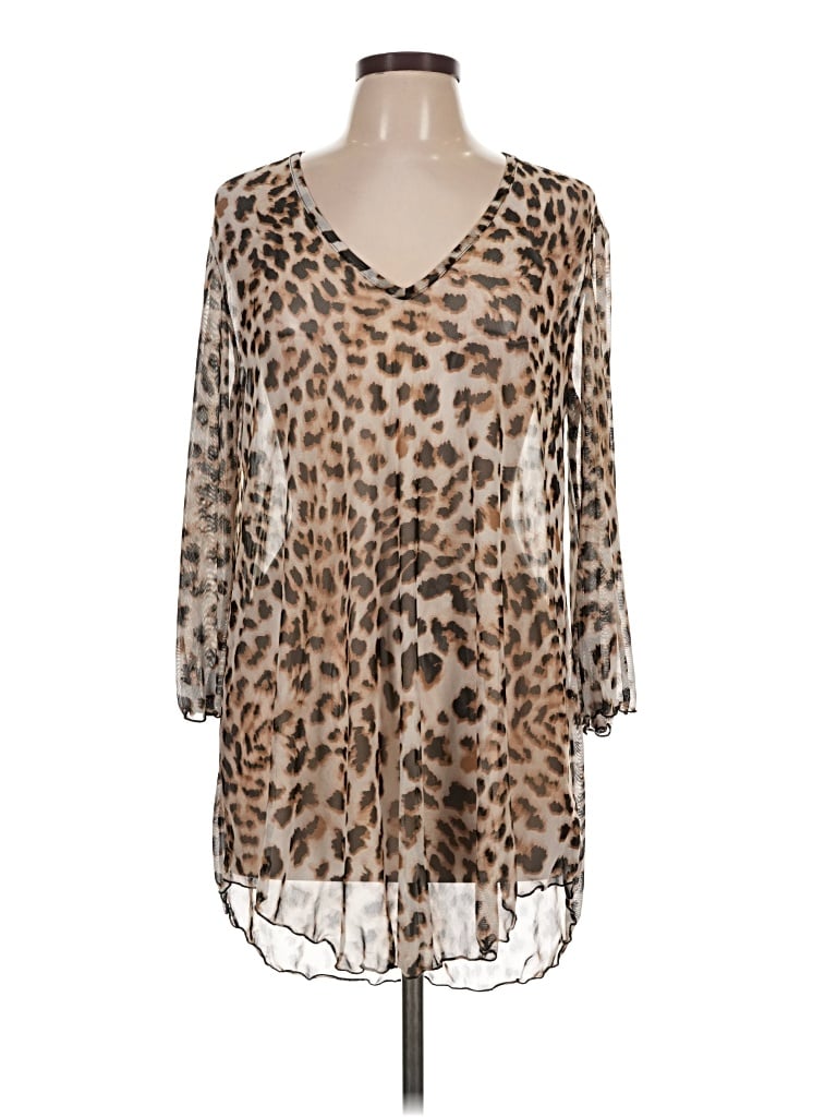 Pre-owned Jordan Taylor 3/4 Sleeve Blouse In Tan