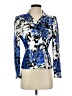 Le Suit 100% Polyester Print Blue Blazer Size 4 Petite - photo 1