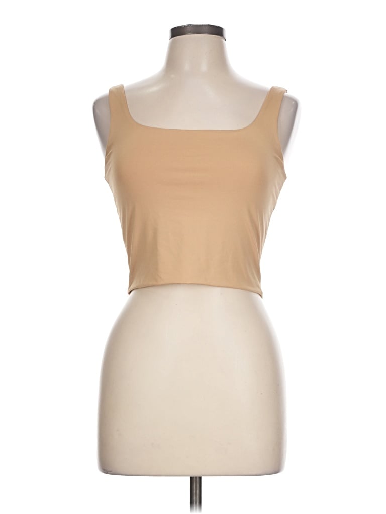 Pre-owned Unbranded Sleeveless Top Tan Scoop Neck Tops