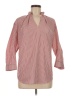 Sandro 100% Polyurethane Stripes Red 3/4 Sleeve Button-Down Shirt Size Med (2) - photo 1