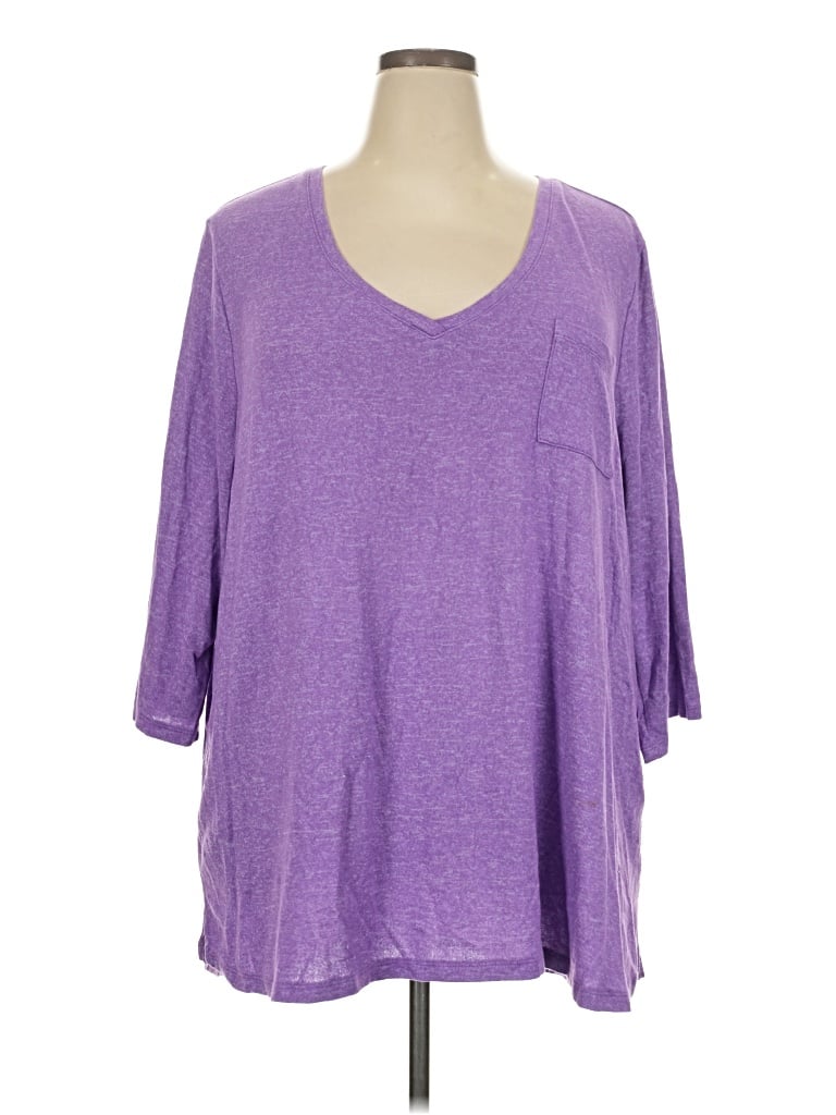 Pre-owned Lane Bryant 3/4 Sleeve T-shirt In Purple