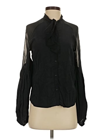 7 For All Mankind Long Sleeve Silk Top (view 1)