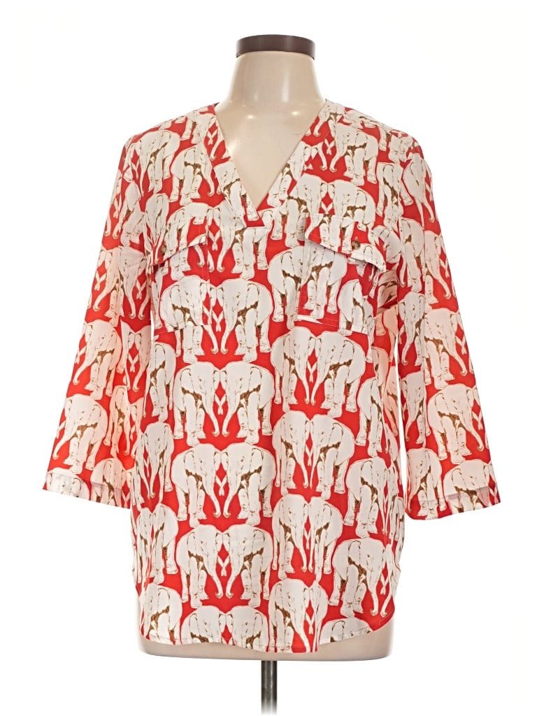 Pre-owned Liz Claiborne 3/4 Sleeve Blouse In Ivory