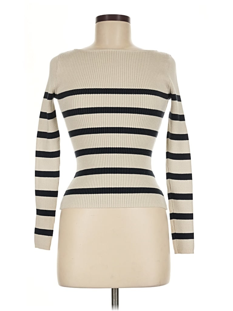 Pre-owned Zara Long Sleeve Top Ivory Turtleneck Tops