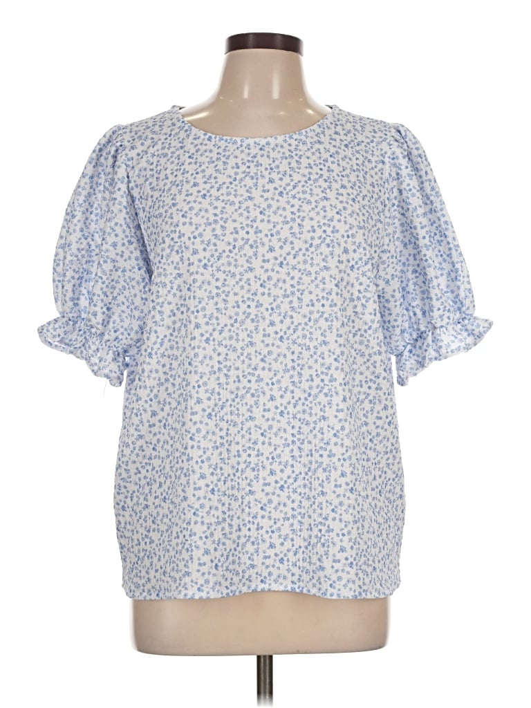 Pre-owned Dokotoo Short Sleeve Blouse In Blue
