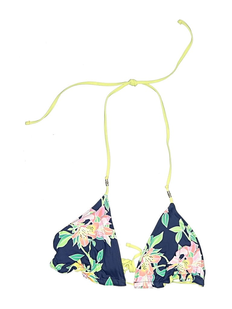 Pre-owned Assorted Brands Swimsuit Top Blue Floral Pattern Swimwear