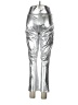 Jump Metallic Silver Casual Pants Size L - photo 2