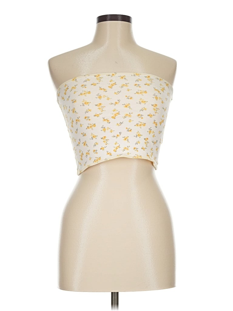 Pre-owned Hollister Tube Top Yellow Strapless Neckline Tops