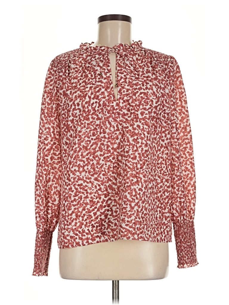 Pre-owned Marie Oliver Long Sleeve Blouse In Red