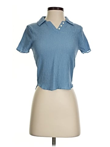 Madewell Crinkle Polo Crop Tee (view 1)