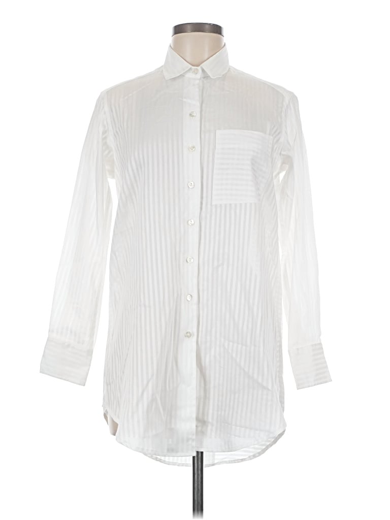 Pre-owned Jill Mcgowan Long Sleeve Button Down Shirt In White