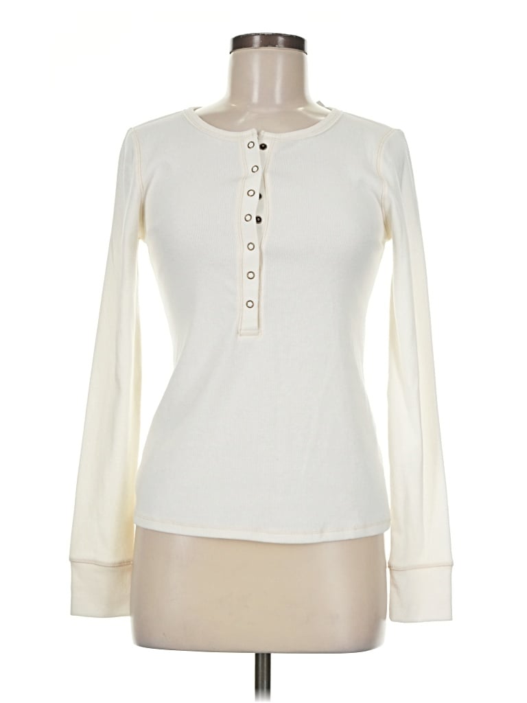 Old Navy Long Sleeve Henley Shirt In White