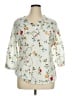 Unbranded Floral White 3/4 Sleeve Blouse Size XL - photo 1