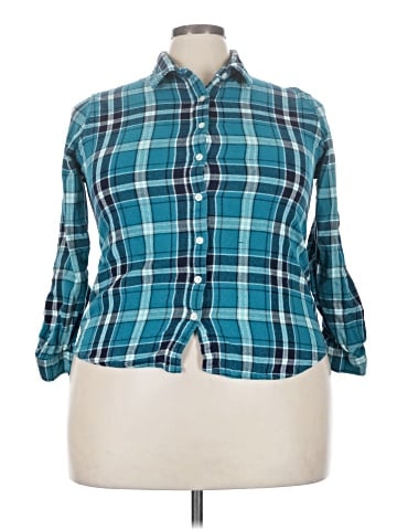 Basic Editions 3/4 Sleeve Button-Down Shirt (view 1)