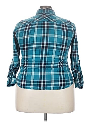 Basic Editions 3/4 Sleeve Button-Down Shirt (view 2)