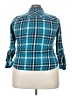 Basic Editions 100% Cotton Plaid Teal 3/4 Sleeve Button-Down Shirt Size XXL - photo 2