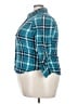 Basic Editions 100% Cotton Plaid Teal 3/4 Sleeve Button-Down Shirt Size XXL - photo 5
