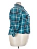Basic Editions 100% Cotton Plaid Teal 3/4 Sleeve Button-Down Shirt Size XXL - photo 4