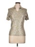 Magaschoni Metallic Gold Short Sleeve Blouse Size L - photo 1