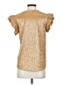 VOY Metallic Gold Short Sleeve Blouse Size S - photo 2