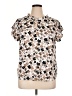 Preswick & Moore 100% Polyester Floral Tan Short Sleeve Blouse Size XL - photo 1