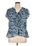 CeCe 100% Polyester Blue Short Sleeve Blouse Size XL - photo 1