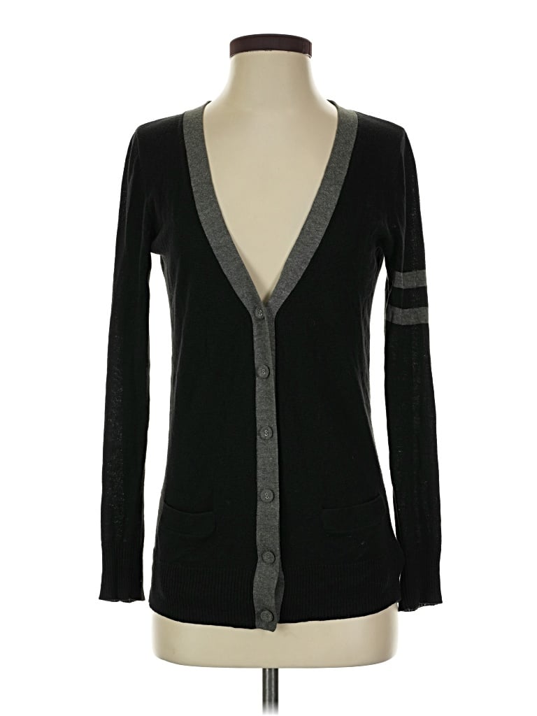 Pre-owned Twenty One Long Sleeve Top Black Plunge Neckline Tops