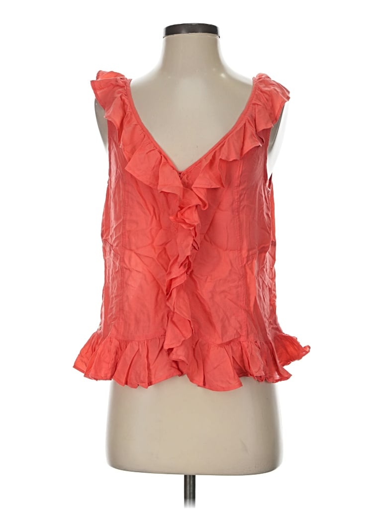 Pre-owned Sam Edelman Tank Top Orange Ruffles Neckline Tops