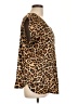 Ann Taylor LOFT 100% Polyester Animal Print Brown Short Sleeve Blouse Size L - photo 4