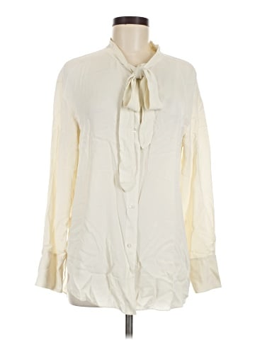 Theory Long Sleeve Silk Top (view 1)