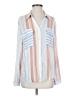 Aeom 100% Rayon Stripes Blue Long Sleeve Blouse Size S - photo 1
