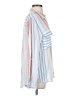 Aeom 100% Rayon Stripes Blue Long Sleeve Blouse Size S - photo 4