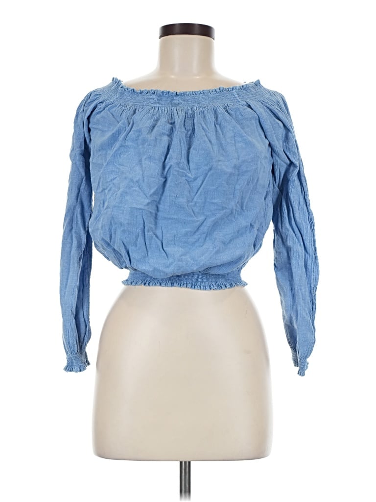 Pre-owned Blanco By Nature Tube Top Blue Off The Shoulder Neckline Tops