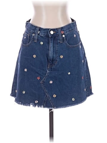 Madewell Rigid Denim A-Line Mini Skirt: Confetti Floral Embroidered Edition (view 1)